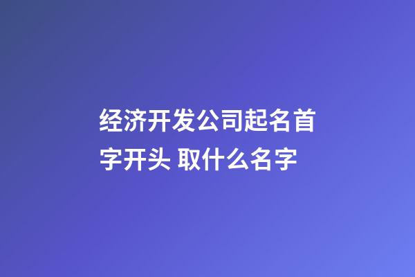 经济开发公司起名首字开头 取什么名字-第1张-公司起名-玄机派